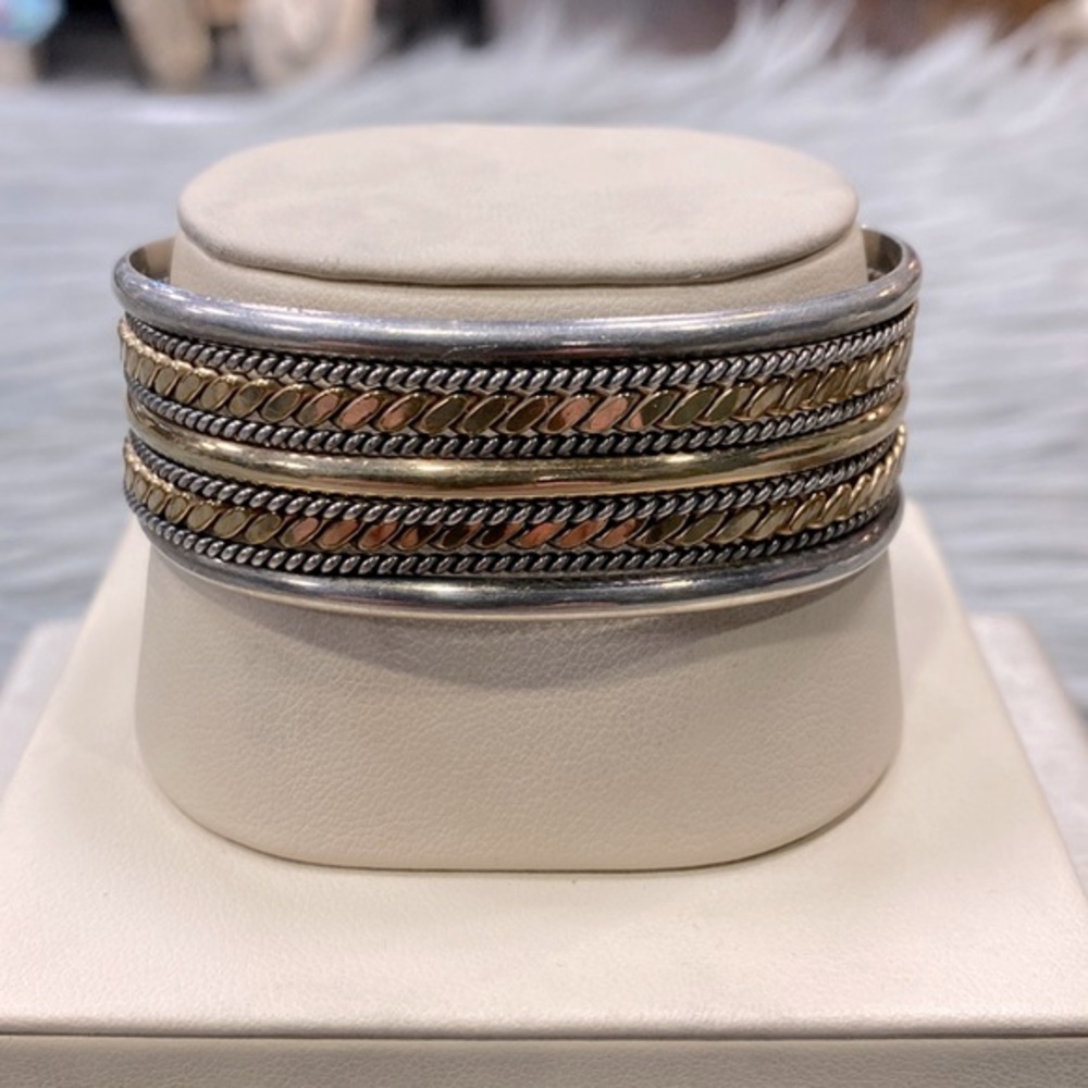Vintage Sterling & Gold Filled Navajo Tahe Cuff